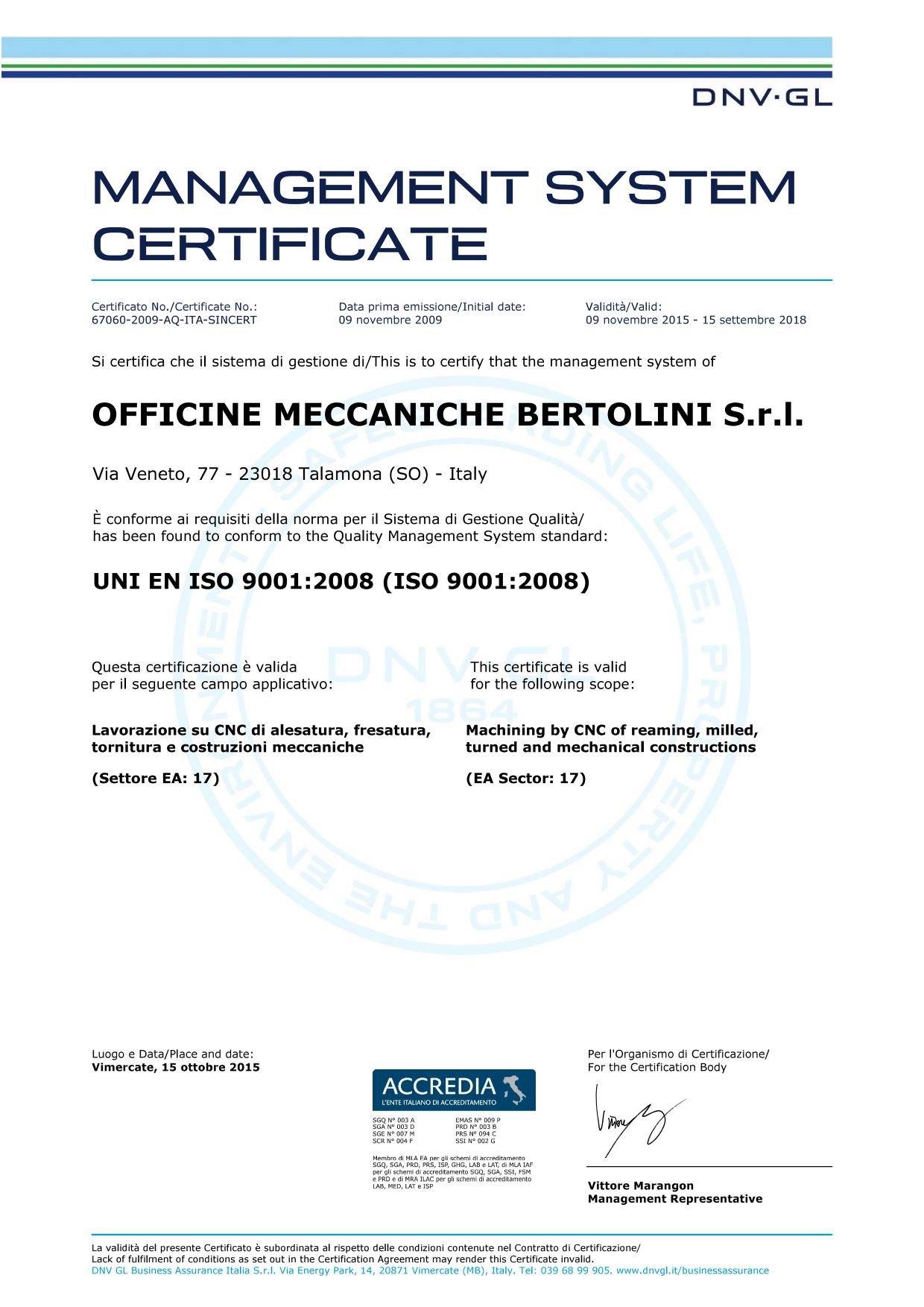 Certificazione ISO 9001:2008
